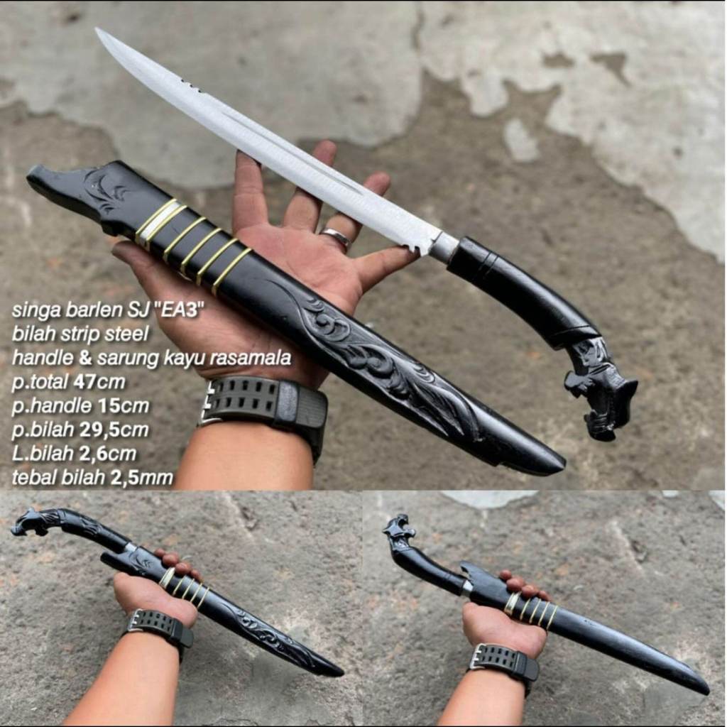 pisau baja motif ukiran macan hitam