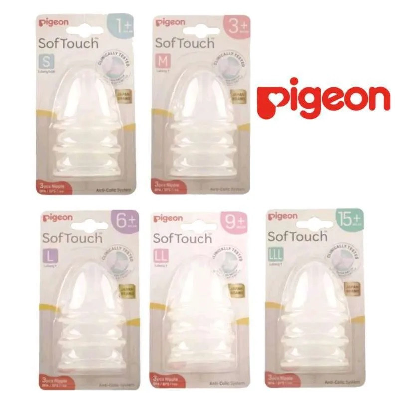 (herkumalastore) Pigeon Softouch Plus Nipple Isi 3 Pcs -  Silicone Dot Bayi Pigeon Isi 3