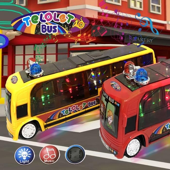 Mainan Anak Mobil Bus Basuri Lampu Telolet Oleng Plastik Musik Jumbo - Bus Telolet Dus