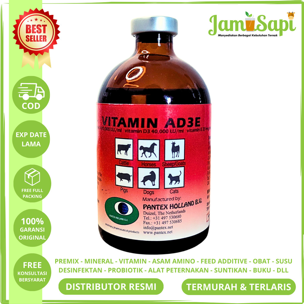 PANTEX VITAMIN AD3E ADE | Mencegah Defisiensi Vitamin AD3E Gangguan Pertumbuhan Reproduksi, dan Peng