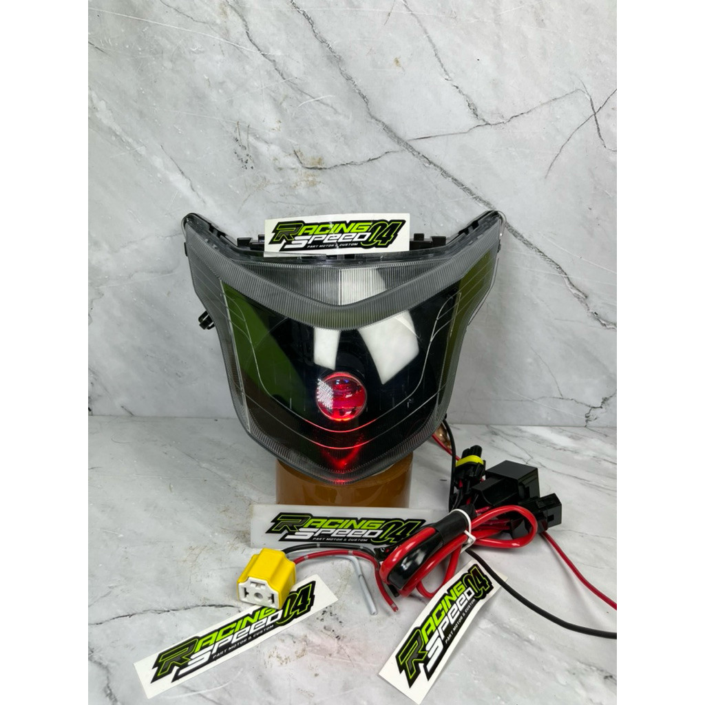 Reflektor Lampu Depan Biled H4 + Socket Beat Pop Tinggalpasang lampu biled motor