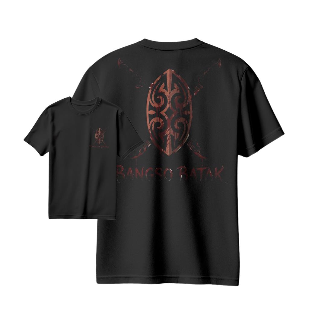 Kaos Onanzoe Modern Batak Ethnic Shield Bangso Batak - T-Shirt Hitam dengan Desain Etnik Batak