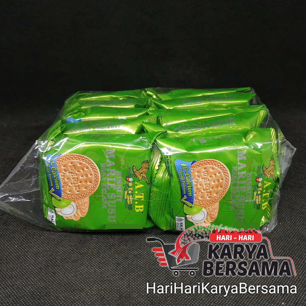 MAKANAN RINGAN ATB A.T.B COCONUT BISKUIT MARIE SUSU RASA KELAPA SACHET 10'S X 24GR