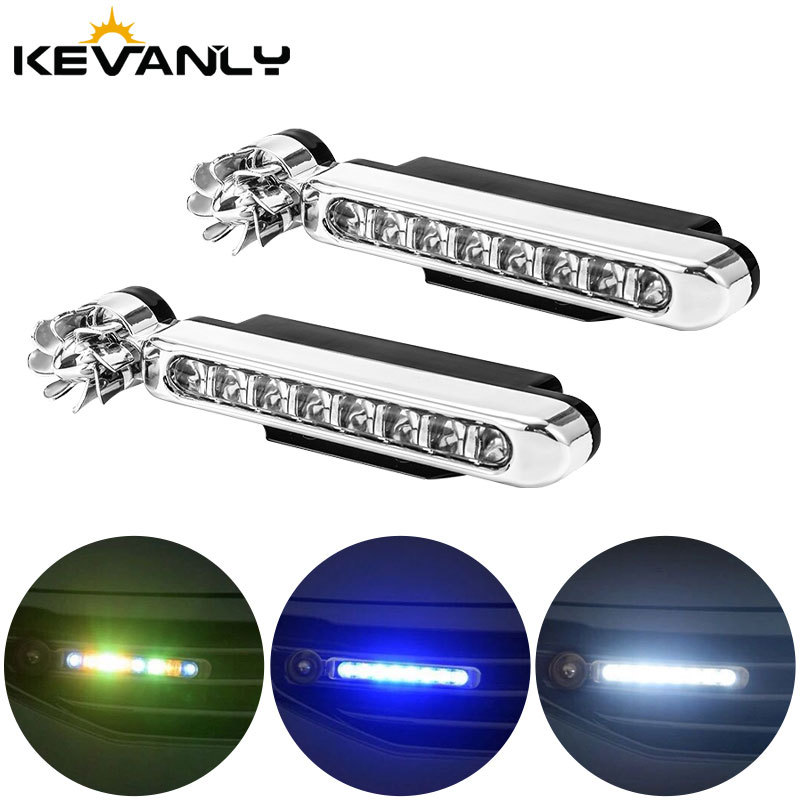 2x Lampu LED Mobil Bertenaga Angin untuk Lampu Siang Hari, Lampu Tambahan Otomatis Kreatif, Lampu Ki