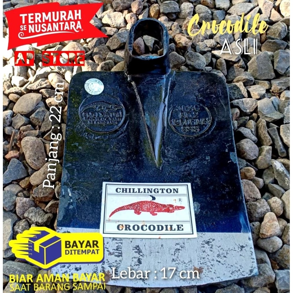 Cangkul tanah cap chilington crocodile-cangkul sawah anti lengket anti gompal