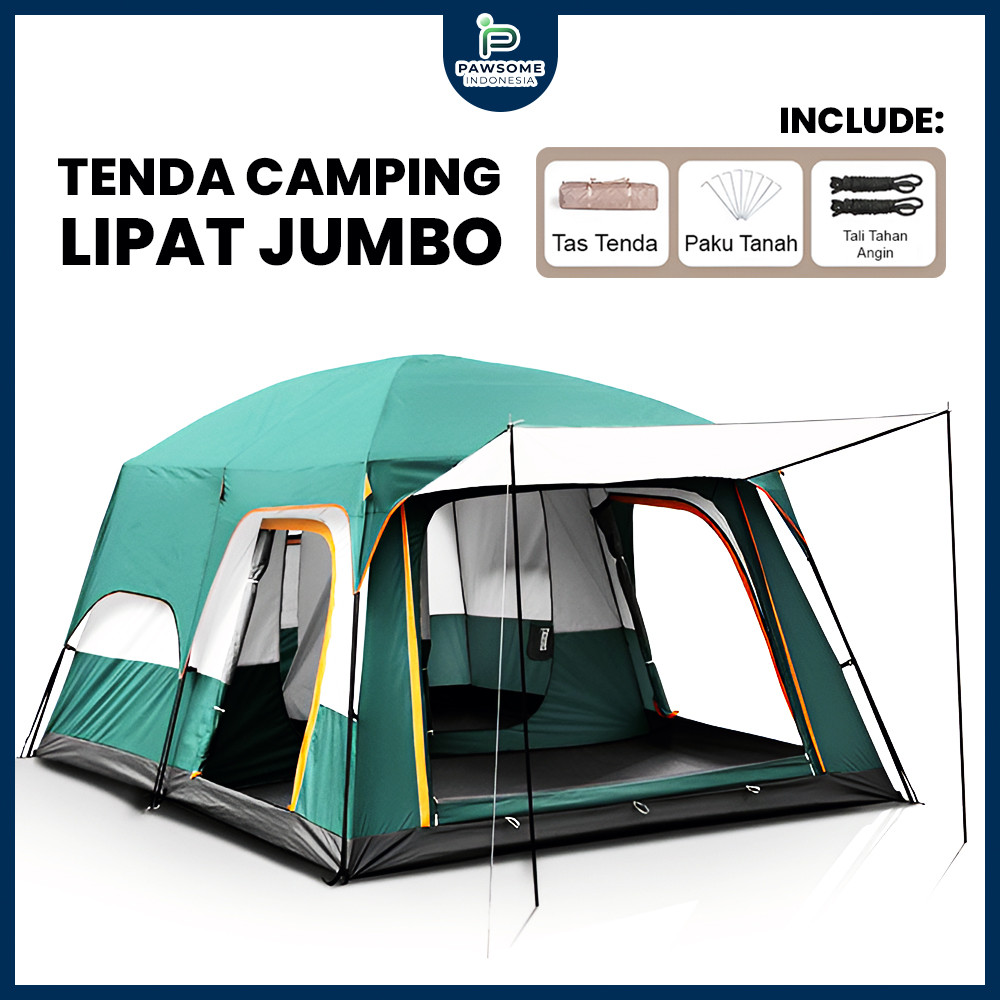 Tenda Camping Jumbo 10-13 Orang Tenda Outdoor Ada 2 Ruangan Waterproof Luxury Automatic | PAWSOME