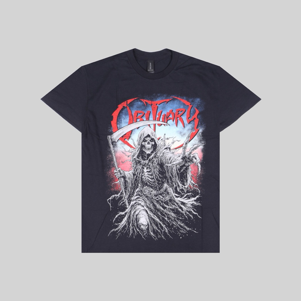 (COD) Tshirt OBITUARY REAPER TOUR 23 Kaos Band Pria Reguler Original Merchandise