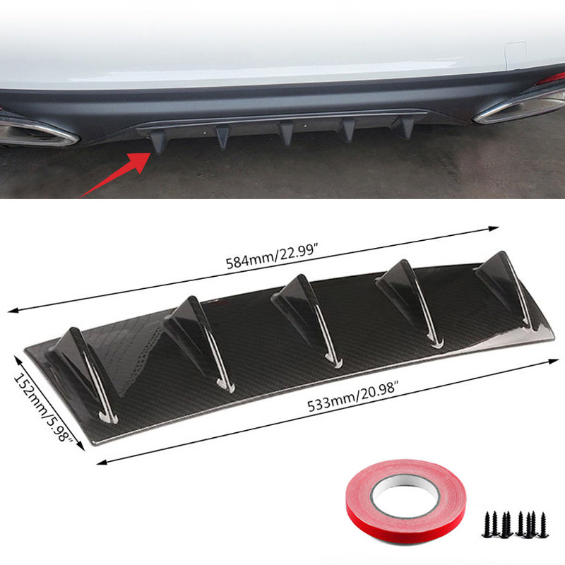 Universal 5-Fin Rear Bumper Lip ffuser - ABS Spoiler Trim for Benz W211/W212/W213, Dacia Duster, Hon