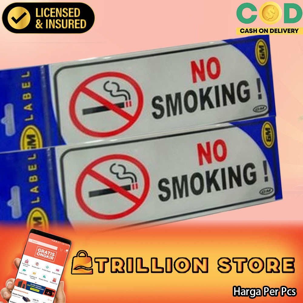 Signage Akrilik Dilarang Merokok Papan No Smoking Sign Board Sticker Label Dinding Kaca Pintu Kantor