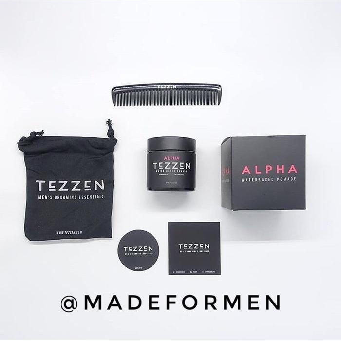 TEZZEN POMADE ALPHA WATERBASED FREE POUCH dan Sisir Saku Tezzen - ALPHA