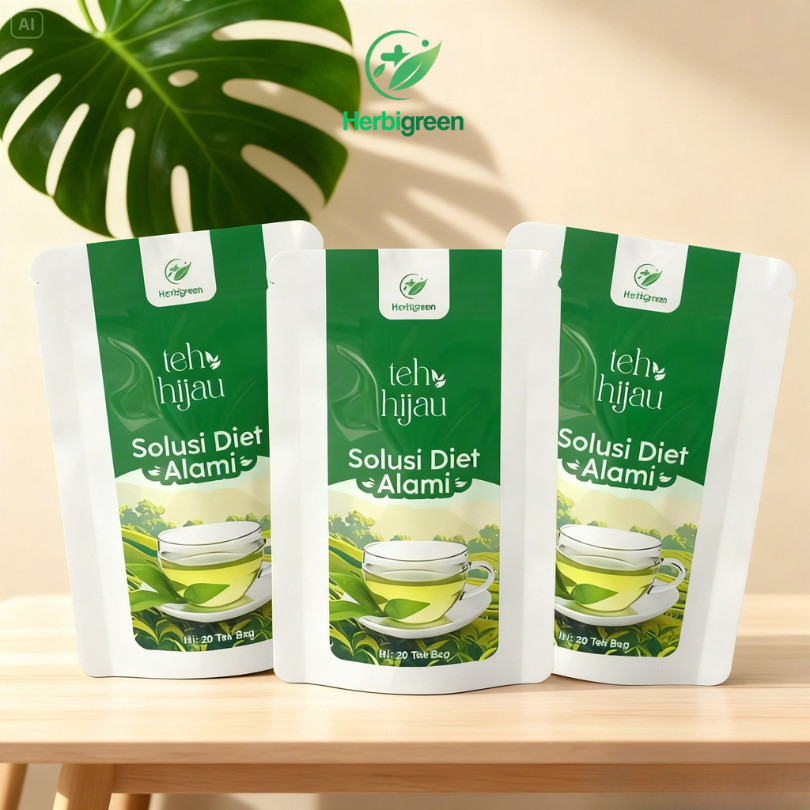 Herbigreen Paket Slimming 3 Pcs - Teh Hijau Green Tea Diet Pelangsing Slimming Tea Peluntur Lemak Te