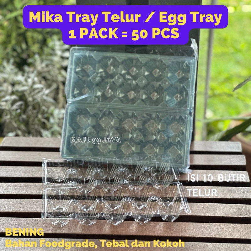 (50 PCS) Mika Telur / Tray Telur / Egg Tray isi 10 Butir Tanpa Pengunci | Box Telor Bahan Tebal Beni