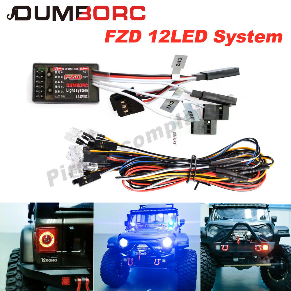 DumboRC 12 LED System with 10A Brushed ESC controller Kit for 1/10 1/8 RC Drift HSP TAMI CC01 4WD Ax