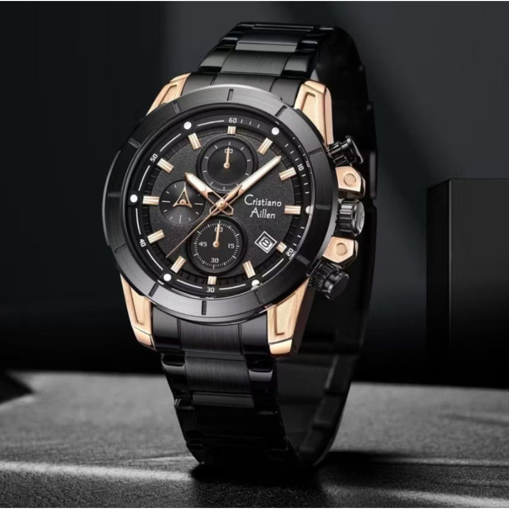 BUY 1 GET 1JAM TANGAN PRIA CRISTIANO AILLEN 8893 CHRONO AKTIF SEMUA