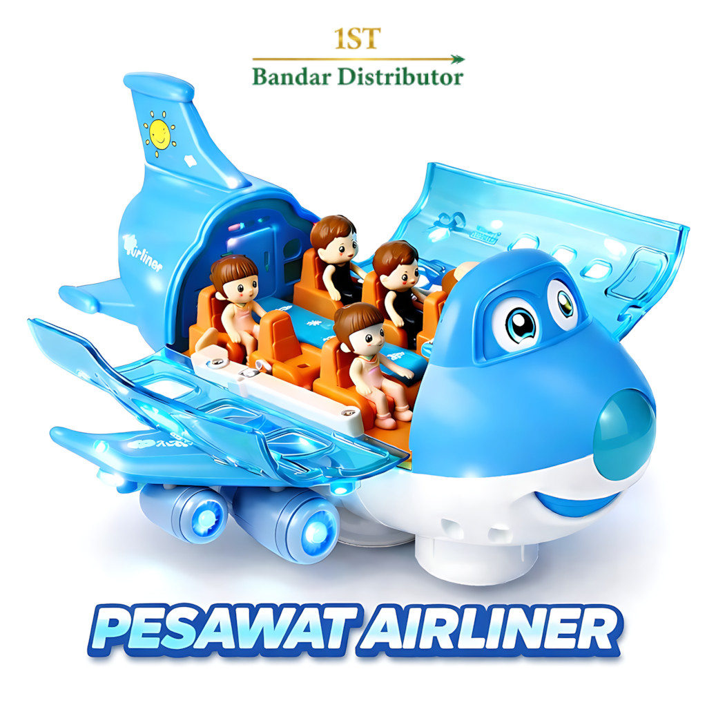 Mainan Anak PESAWAT AIRLINER Universal Pesawat Kartun Mata Bisa Gerak