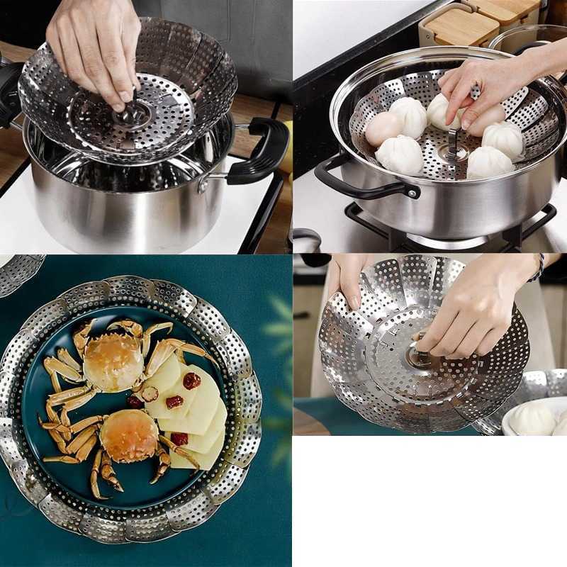 Alat Kukus Lipat Serbaguna / Steamer Kukusan Stainless Flexible