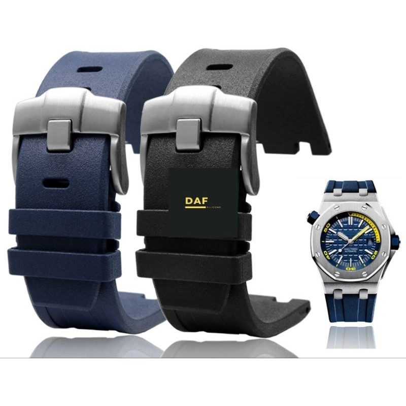 STRAP AP 725A Strap Tali Karet kulit asli 1000% Jam Audemars Piguet Rubber strap Jam Audemars Piguet