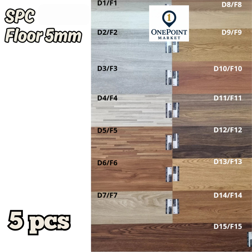 1 BOX (5PCS) SPC Lantai Tebal 5mm 1220 mm x 190 mm - Lantai SPC Marvel Motif Serat Kayu/Vinyl lantai