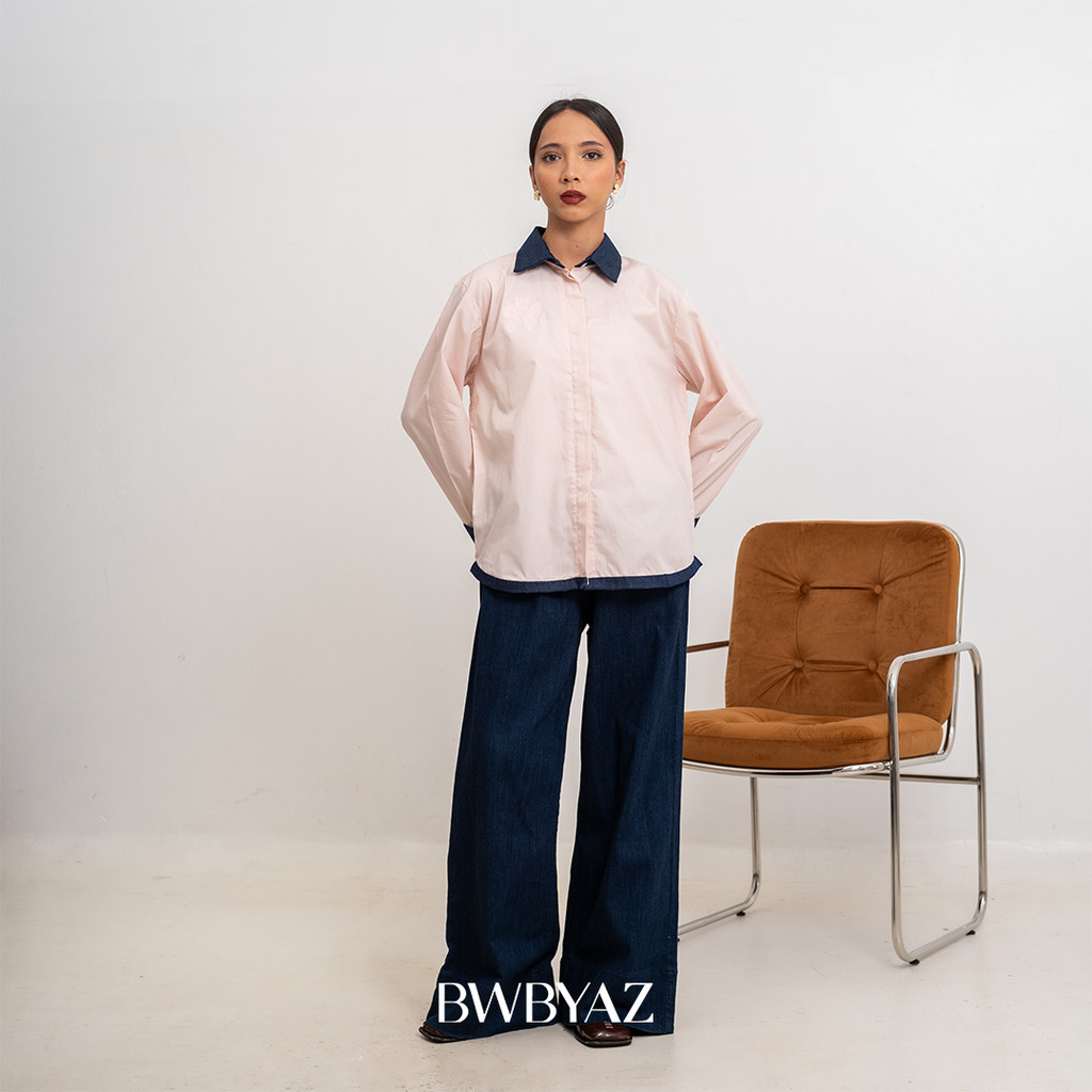 BWBYAZ - Wendy Two Tone Shirt (READY STOCK)
