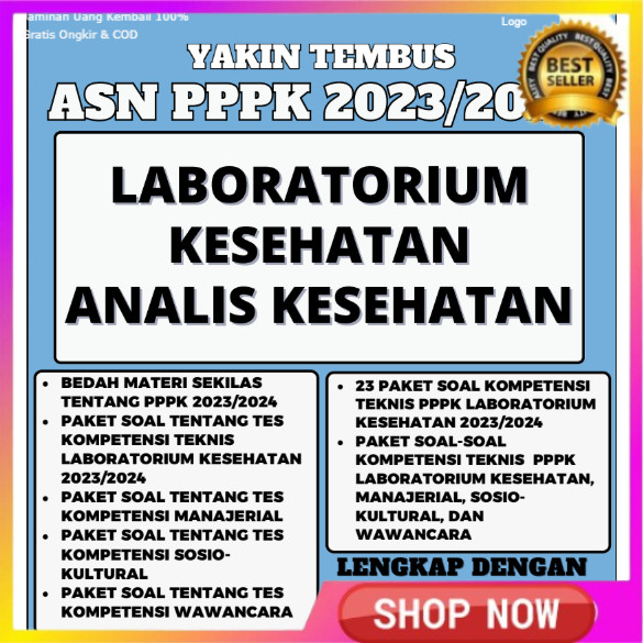 TOKO BUKU YAKIN TEMBUS ASN PPPK 2023/2024 LABOTORIUM KESEHATAN ANALIS KESEHATAN IDO244 PASTI BISA LU