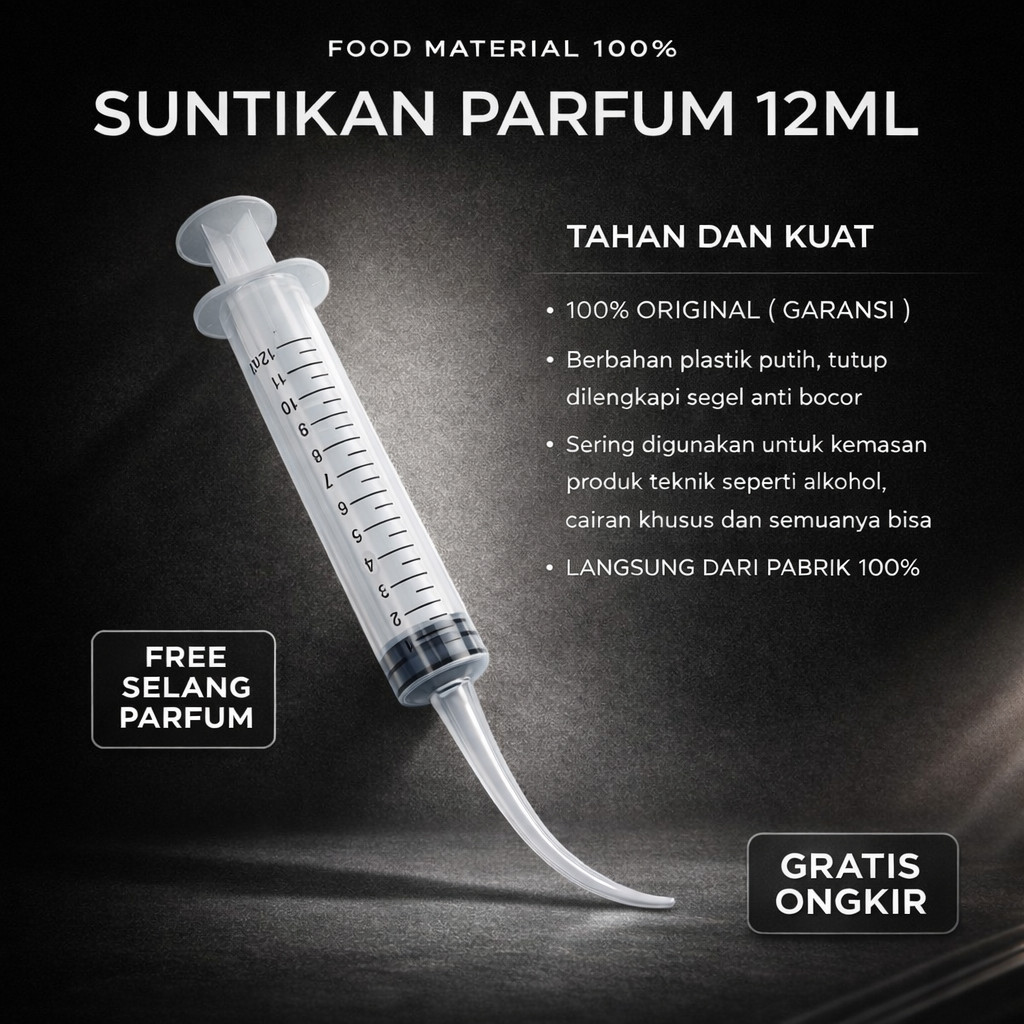 Suntikan Parfum Isi Ulang 12ml + Selang Gratis Alat Refill Parfum Injector Premium