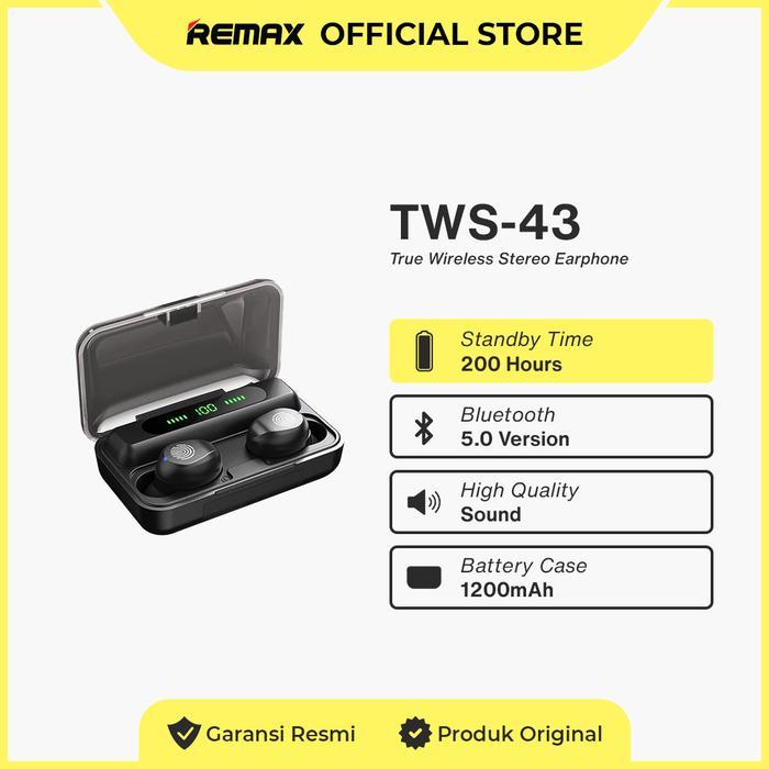 Remax True Wireless Stereo HI-FI With LED Display Case 5,0 Version Bluetooth TWS-43 Earphones Headph