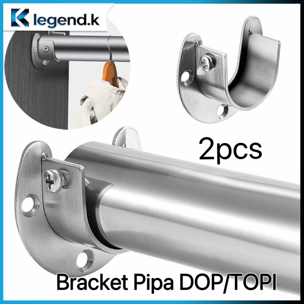 2pcs Aksesori Lemari Gantungan Baju/Bracket Pipa 32mm Multifungsi/Konektor Rel Gorden/Kaki Pinggir T