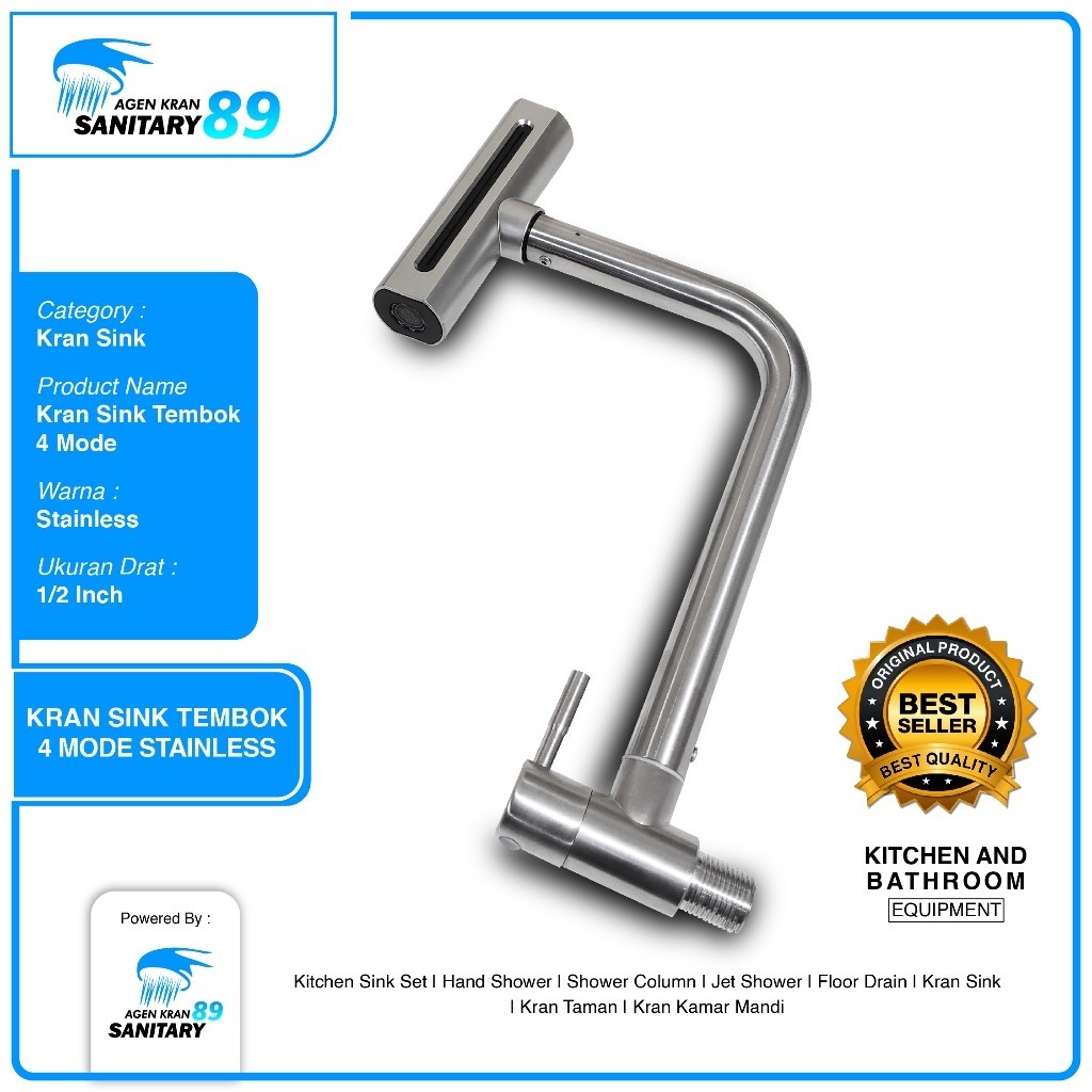 KRAN AIR TERJUN 4 MODE MODEL TEMBOK/KRAN SINK TEMBOK WASTAFEL/KRAN SINK TEMBOK AIR TERJUN/KRAN SINK 