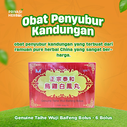 Obat Cina Penyubur Kandungan Genuine Taihe Wuji Baifeng Bolus Original - isi 6 ASLI
