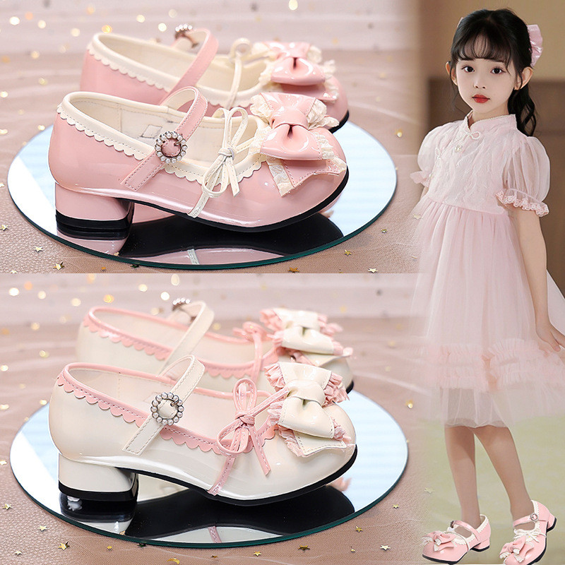 Sepatu Kulit Kecil Anak Perempuan Sepatu Putri Lolita Anak-anak Sepatu Anti-Selip denganPerempuan