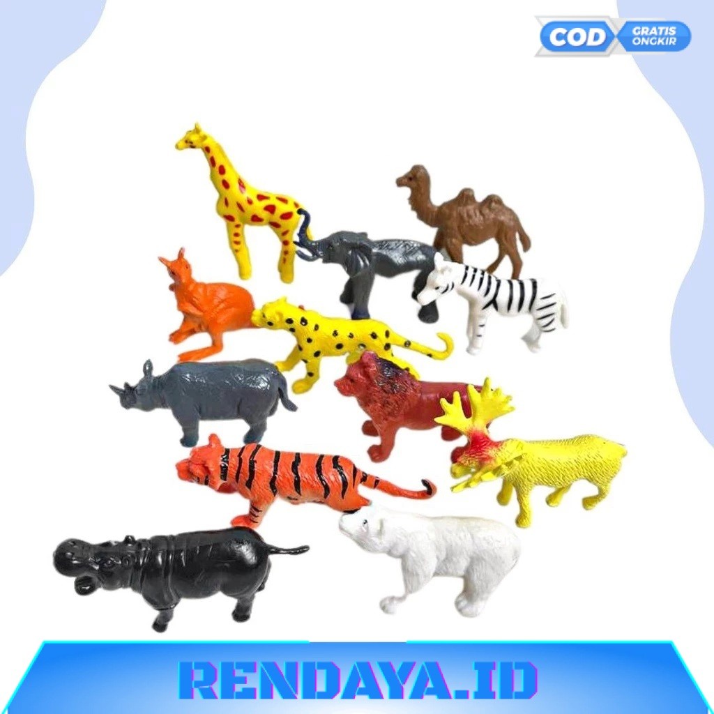 (RO) CBD MAINAN HEWAN KARET SET ISI 12 PCS  WILD ANIMALS / Mainan Hewan Karet / hewan miniatur zoo t