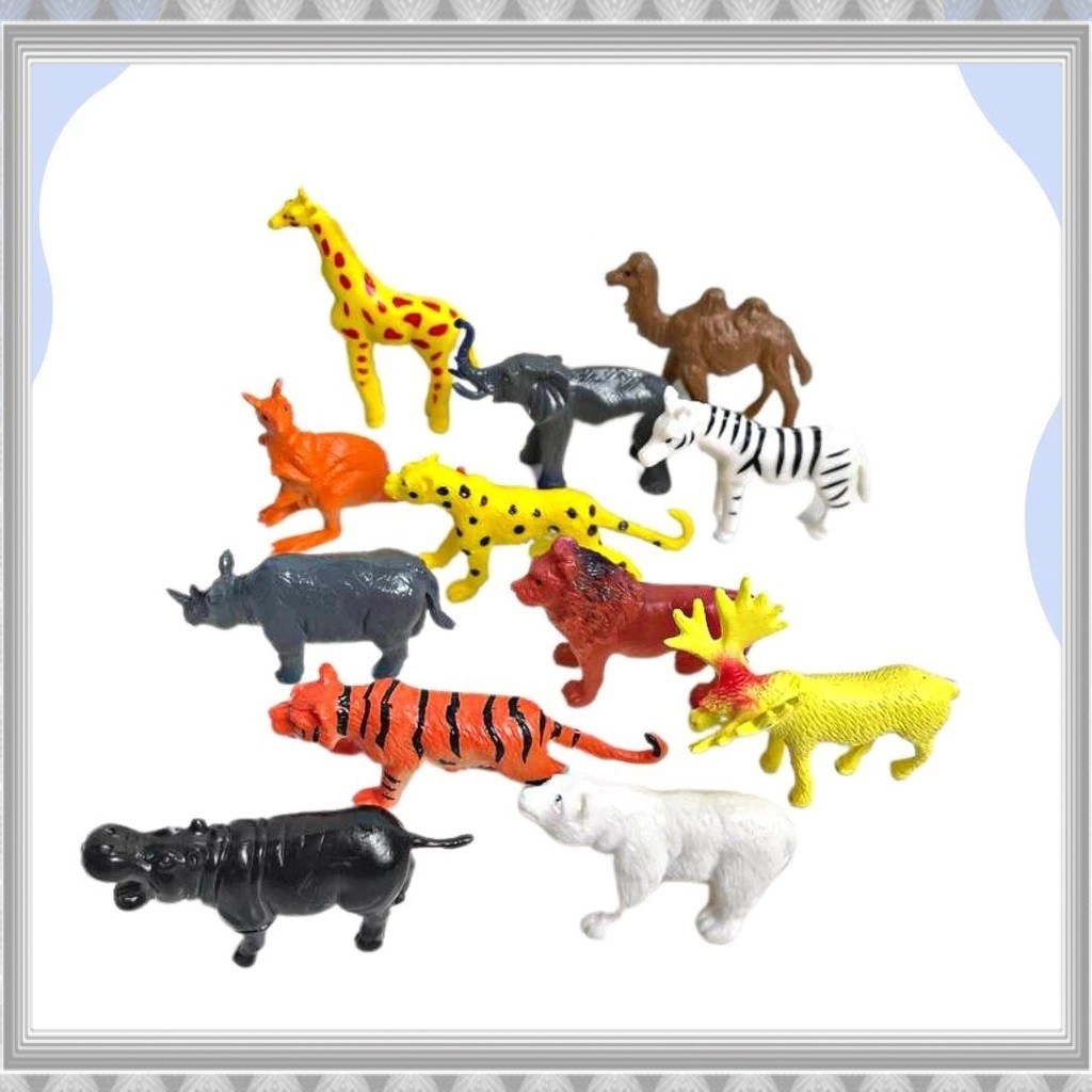 (RO) CBD MAINAN HEWAN KARET SET ISI 12 PCS  WILD ANIMALS / Mainan Hewan Karet / hewan miniatur zoo t