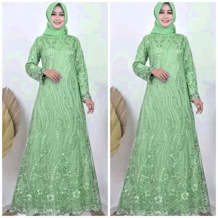 [NEW PRODUK]GAMIS TILE BRUKAT AURORA BRUKAT MUTIARA/GAMIS CANTIK MEWAH FULL BRUKAT/GAMIS UNDANGAN. B