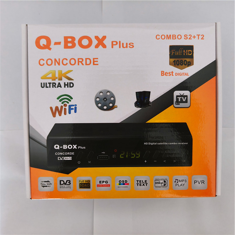 Bahrain SA Qatar DVB-T2 DVB-S2 Q-BOX Plus Satellite TV Receiver H264 MPEG 4 GITAL TV Decoder 1080P F