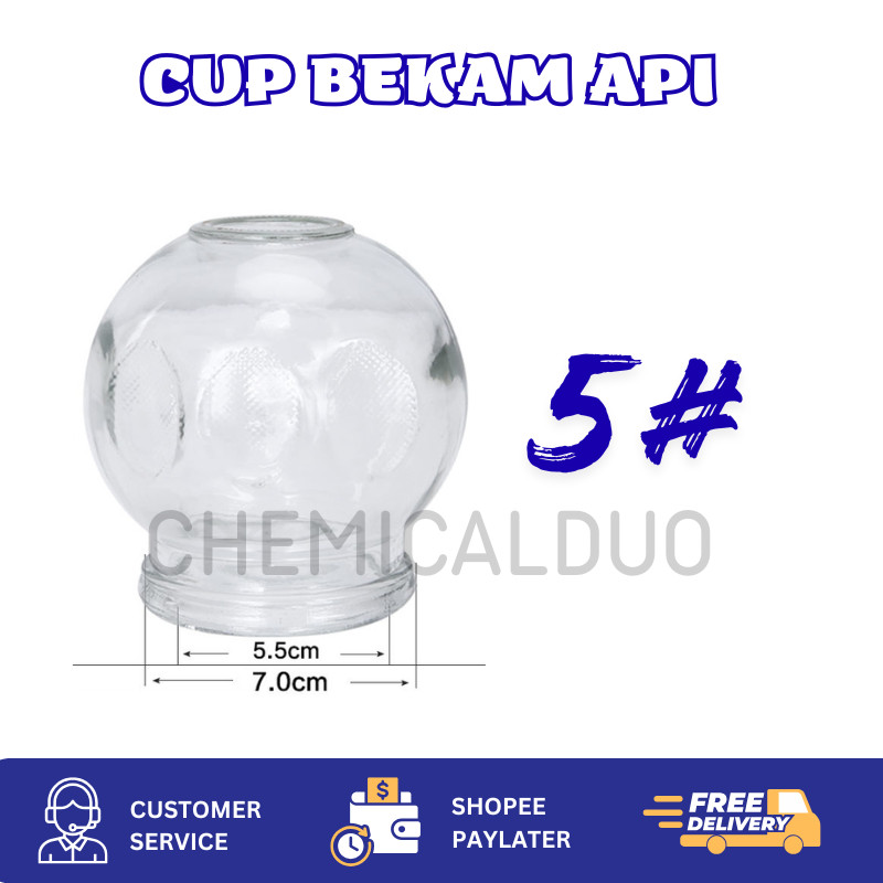 Cup Bekam Kaca No.5 Bekam Api Gelas Bekam Kaca 5# Alat Bekam Tradisional Alat Terapi Bekam Punggung 
