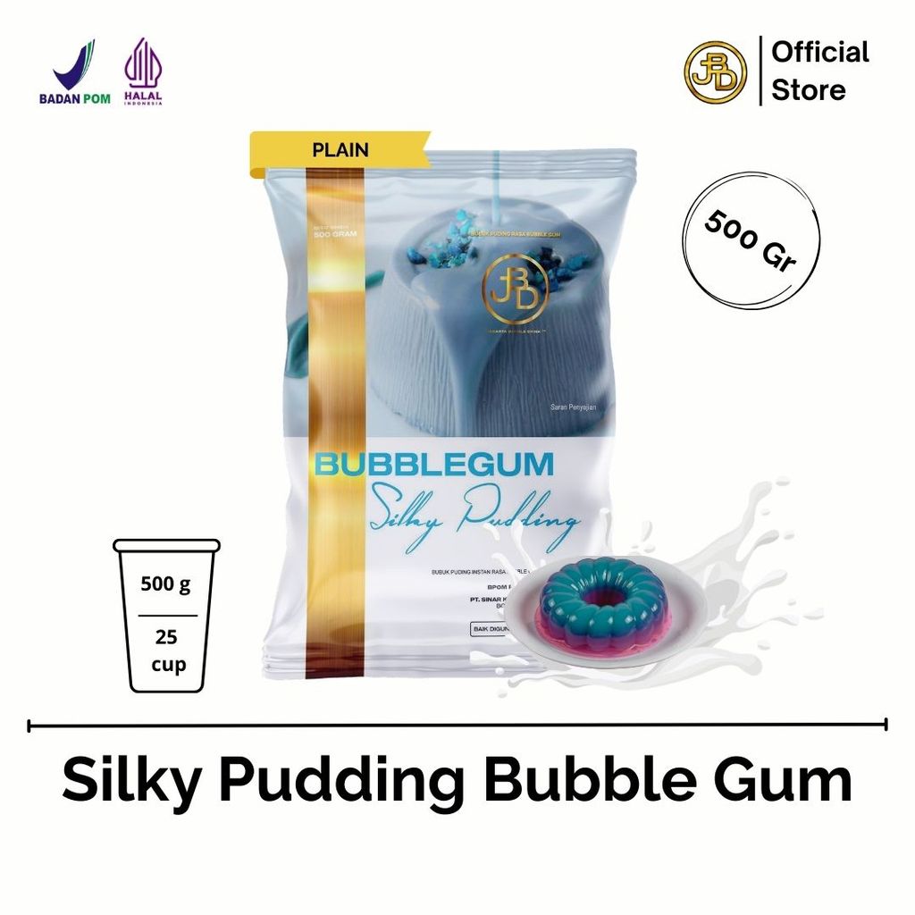 Bubuk SILKY PUDDING BUBBLE GUM Plain TANPA GULA ukuran 500g - Jakarta Bubble Drink | BPOM&HALAL