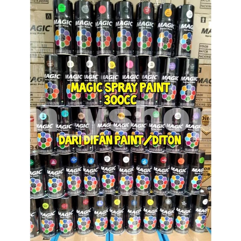 MINIM 2- A. magic spray paint 300cc pilok pilox cat semprot magic 300cc black 139 hitam glossy hitam