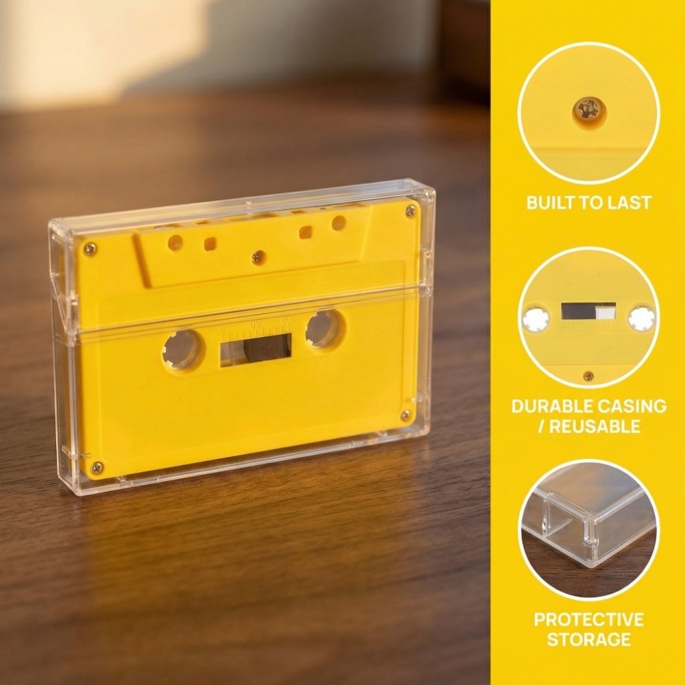 Durable Clear Case Blank Cassette Tapes Yellow Cassette Tape Audio Cassette Tape 45 Minutes 45min Ca
