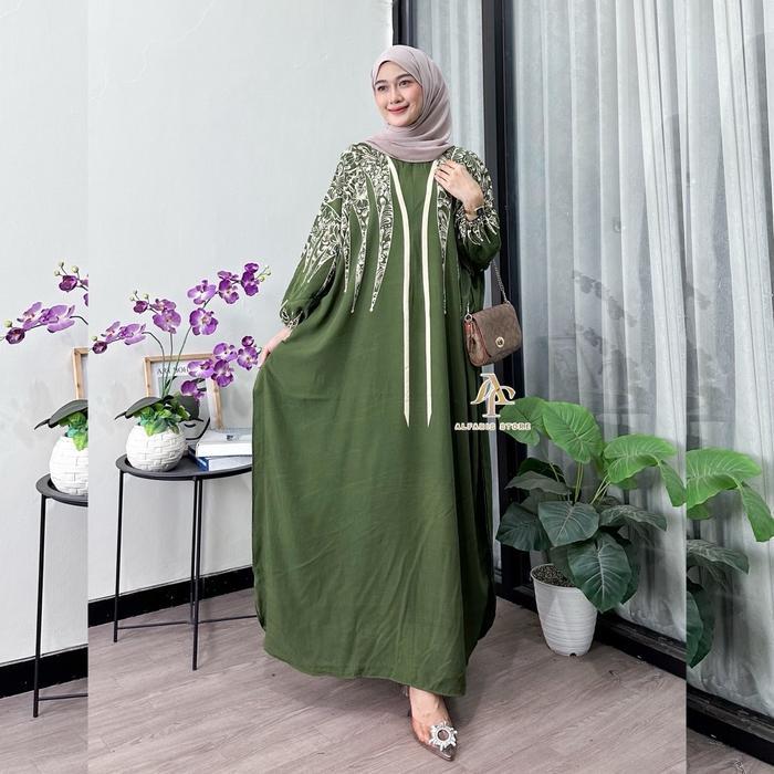 Exclusive Sale Kaftan Motif Gayatri Rayon Jumbo Ld 180 cm - Baju Kaftan Muslim Wanita - Gayatri Army