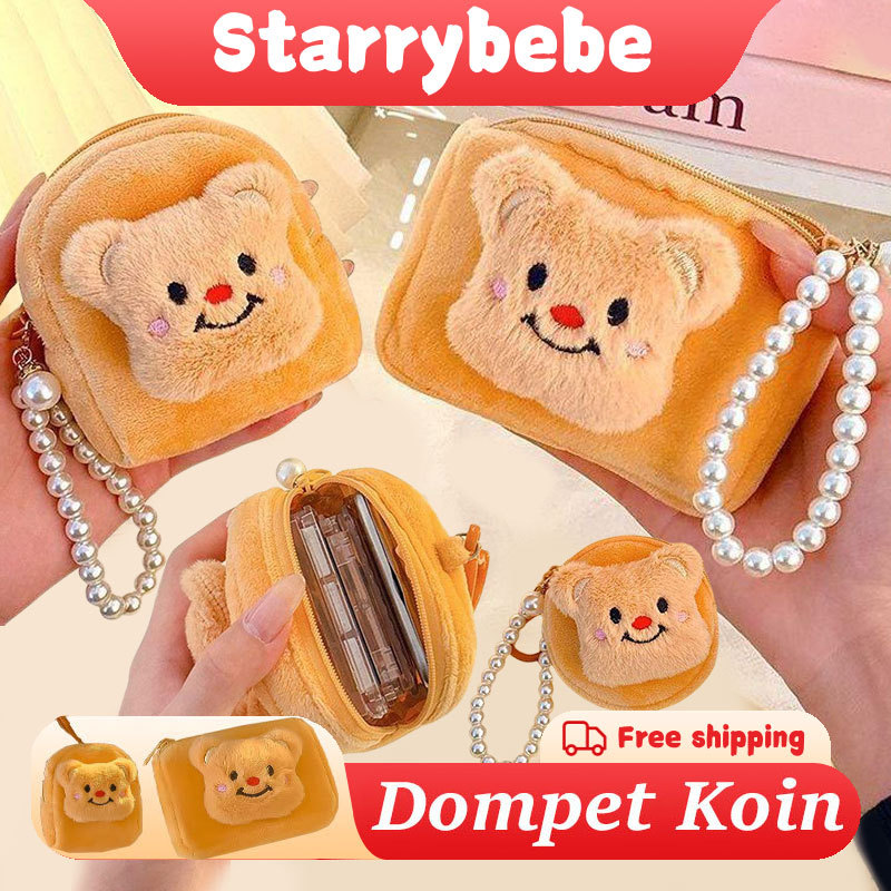 Dompet Koin Berbentuk 3D Beruang Yang Imut Dompet Koin Berantai Mutiara
