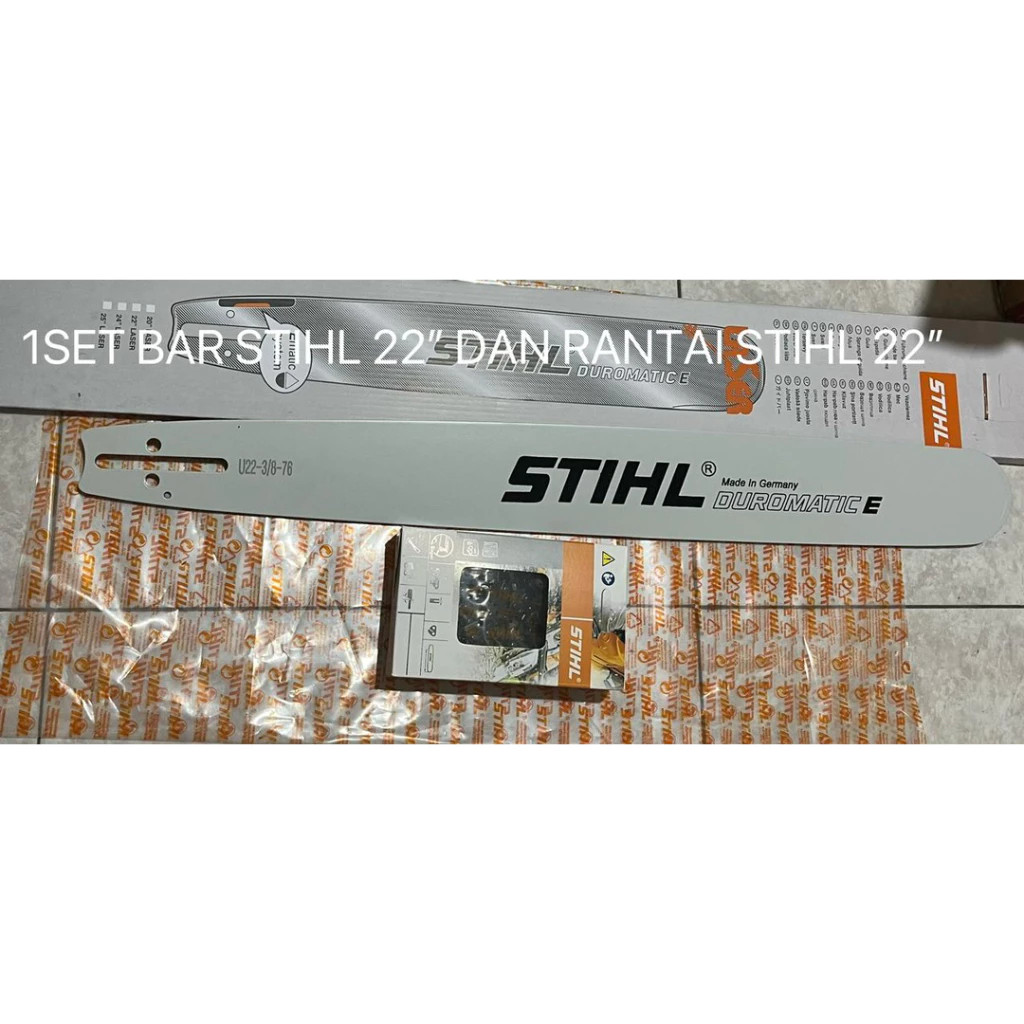1 SET BAR ASLI STIHL 22” DAN RANTAI STIHL 22” LASER BAJA