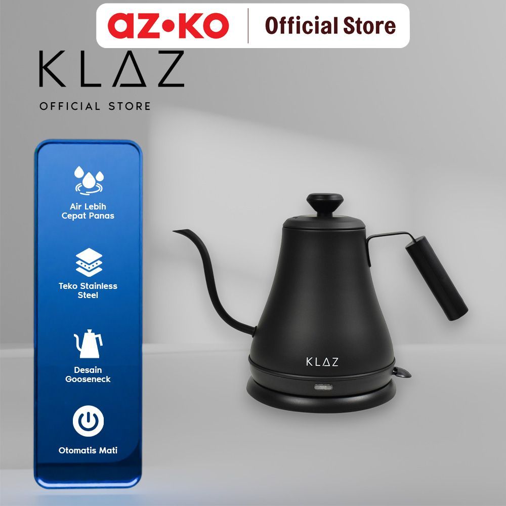 AZKO Klaz 800 ml Teko Listrik Gooseneck Ceret Food Grade Ketel Air Elektrik Electric Kettle Wadah Ma