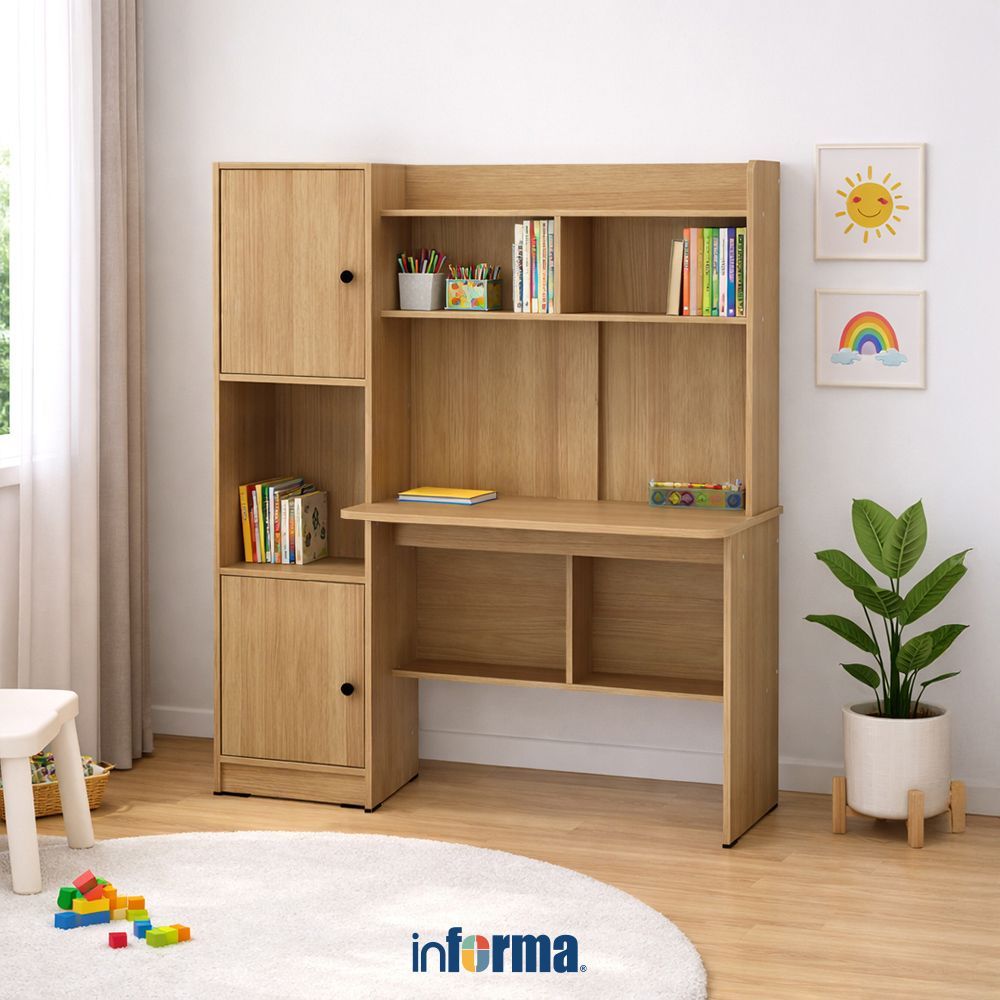 Informa Gio Meja Belajar Anak - Cokelat Oak Euro Kids Study Table Perlengkapan Furniture Belajar Mej
