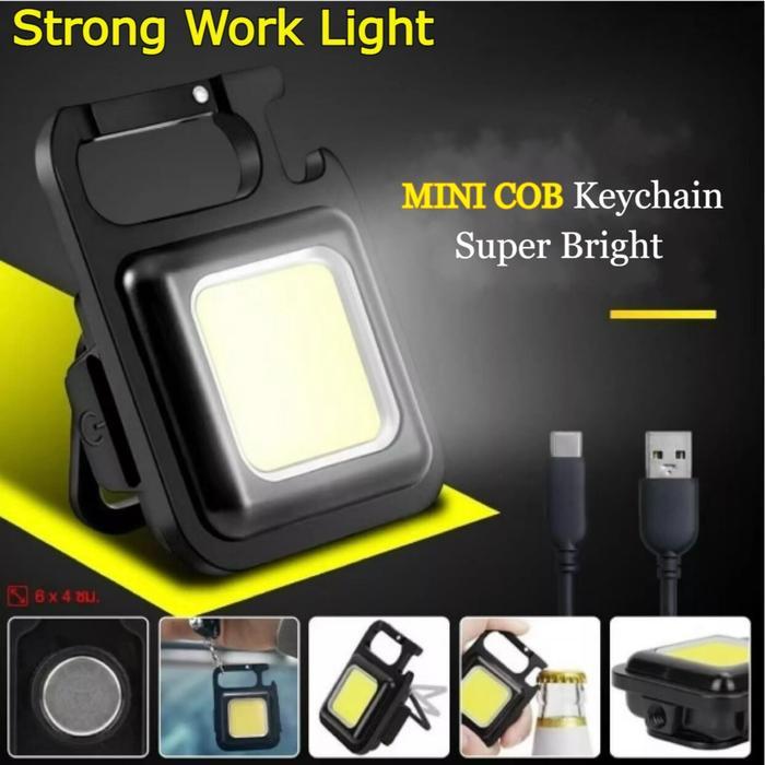 Lampu Mini Led Gantungan Kunci COB Keychain Portable Senter Mini Cas USB - Mini COB Keyhain