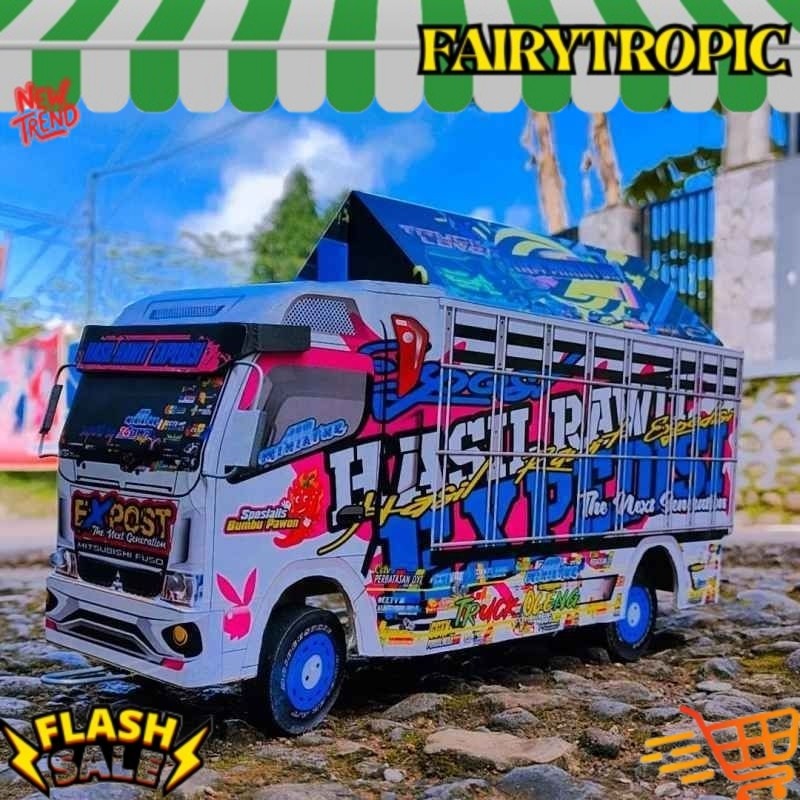 PROMO MURAH MINIATUR TRUK OLENG KAYU FULL LAMPU KELIP MURAH GROSIR MAINAN miniatur truk oleng miniat