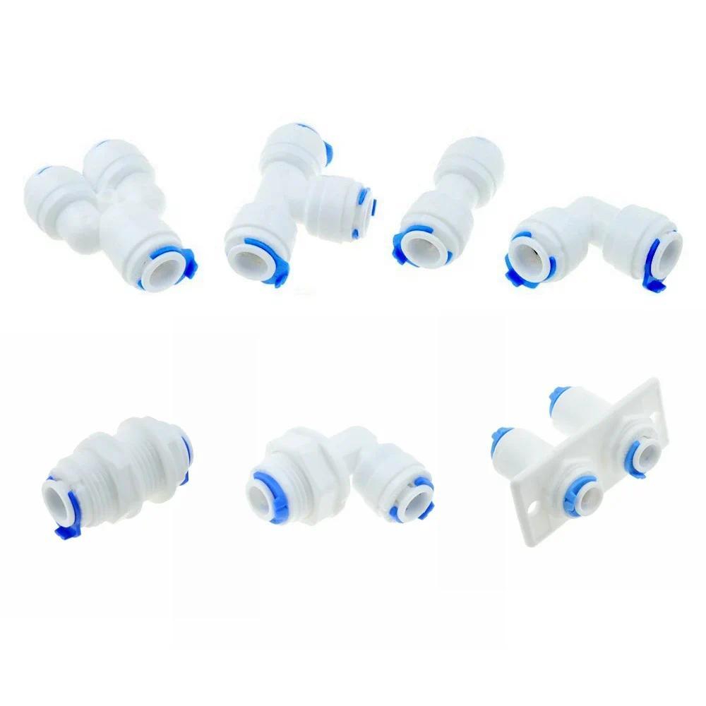 Konektor Cepat Reverse Osmosis 1/4 3/8, Sambungan Selang Tee Y, Konektor 2 Arah, Siku Lurus, Fitting