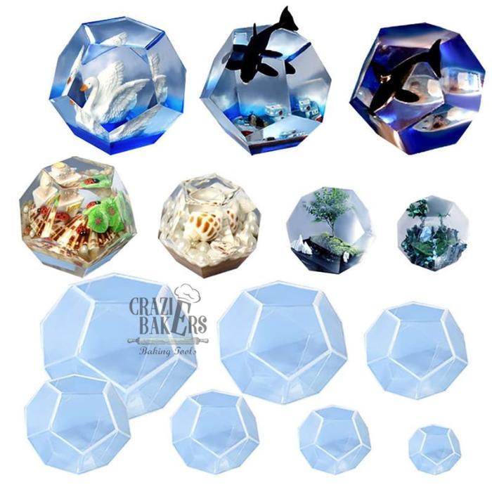 Cetakan Silikon Resin Epoxy Pentagon Sphere Ornament 3D Mold