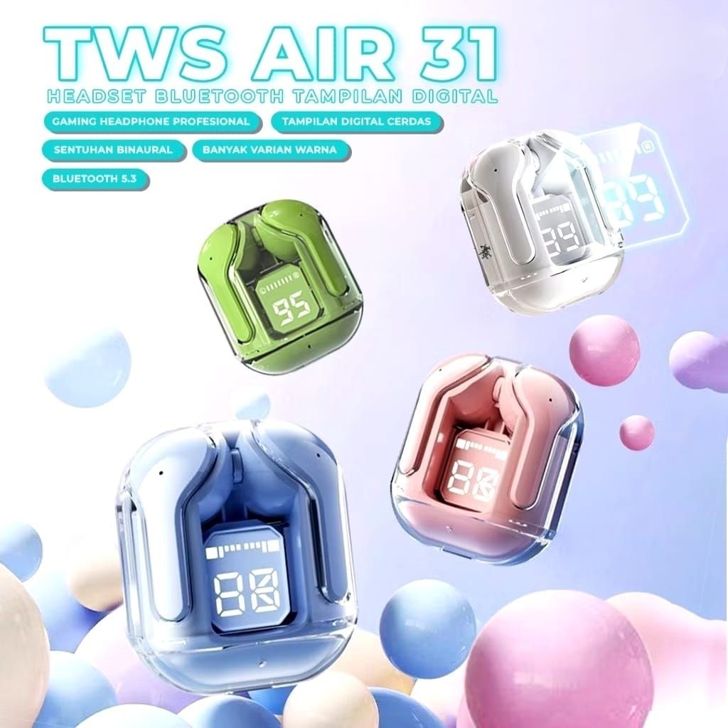 Promo HF HEADSET BLUETOOTH TWS ULTRAPODS [MAX] AIR31 EARPHONE WIRELE SUPER EXTRA BASS BERKUALITAS BA