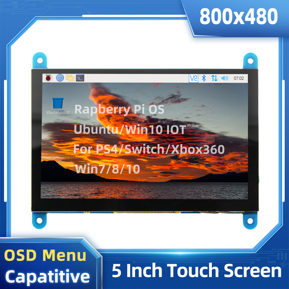 5 In Tou Screen 800*480 LCD HDMI-compatible splay with Holder for Raspbery Pi Orange Pi AIDA64 PC Se