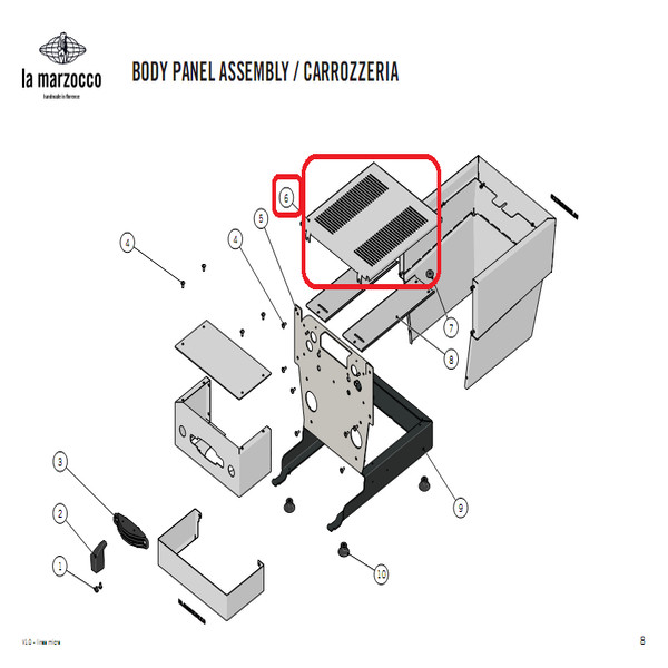 Original La Marzocco Linea Micra Upper Panel Cup Warmer Grid